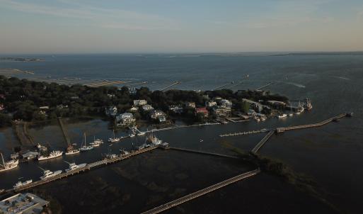 drone view of Charleston harbor